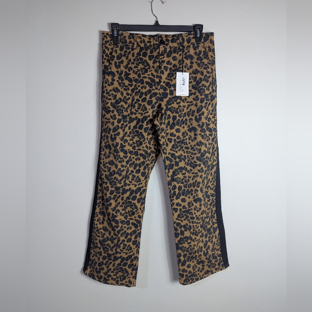 44 NWT Leon & Harper Phil Leopard Camel Pantalon Pants